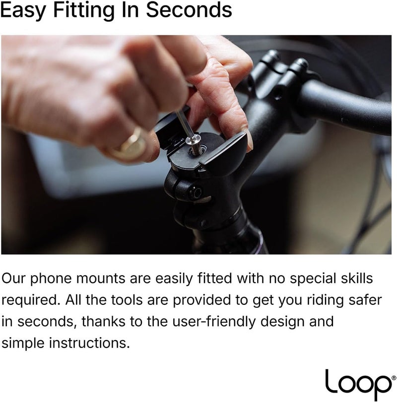 Loop Micro Mount – Super Compact Bike Phone Holder for iPhone & Samsung – Metal Stem Cap Mount, Easy Installation, Universal Fit, Seamless Integration, Durable & Sleek Bicycle Phone Mount - Black - Image 3